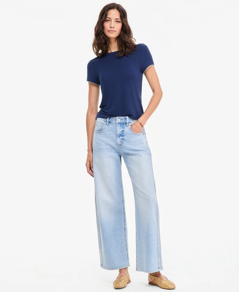 On 34th Women's Piped Tissue Jersey Layering Crewneck T-Shirt, Macy's Exclusive
