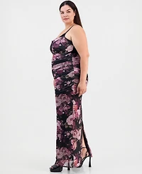 Emerald Sundae Plus Floral Ruched Maxi Dress