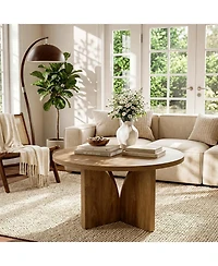 Tribesigns 31.5'' Round Coffee Table, Circle Center Table for Living Room, Modern Wooden Coffee Table