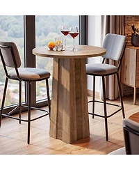 Tribesigns Round Bar Table, 35.43-Inch-High Bistro Pub Table with Fluted Base