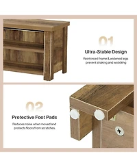 Tribesigns 55.12" Entryway Bench with Storage, Farmhouse Shoe Storage Bench with 2-Tier Shelves, Shoe Rack