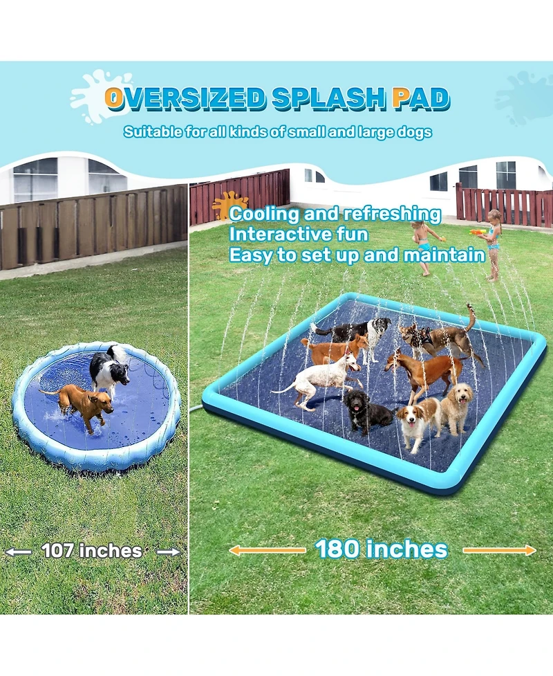 Aofar Dog Splash Pad Non-slip Sprinkler Pool Outdoor