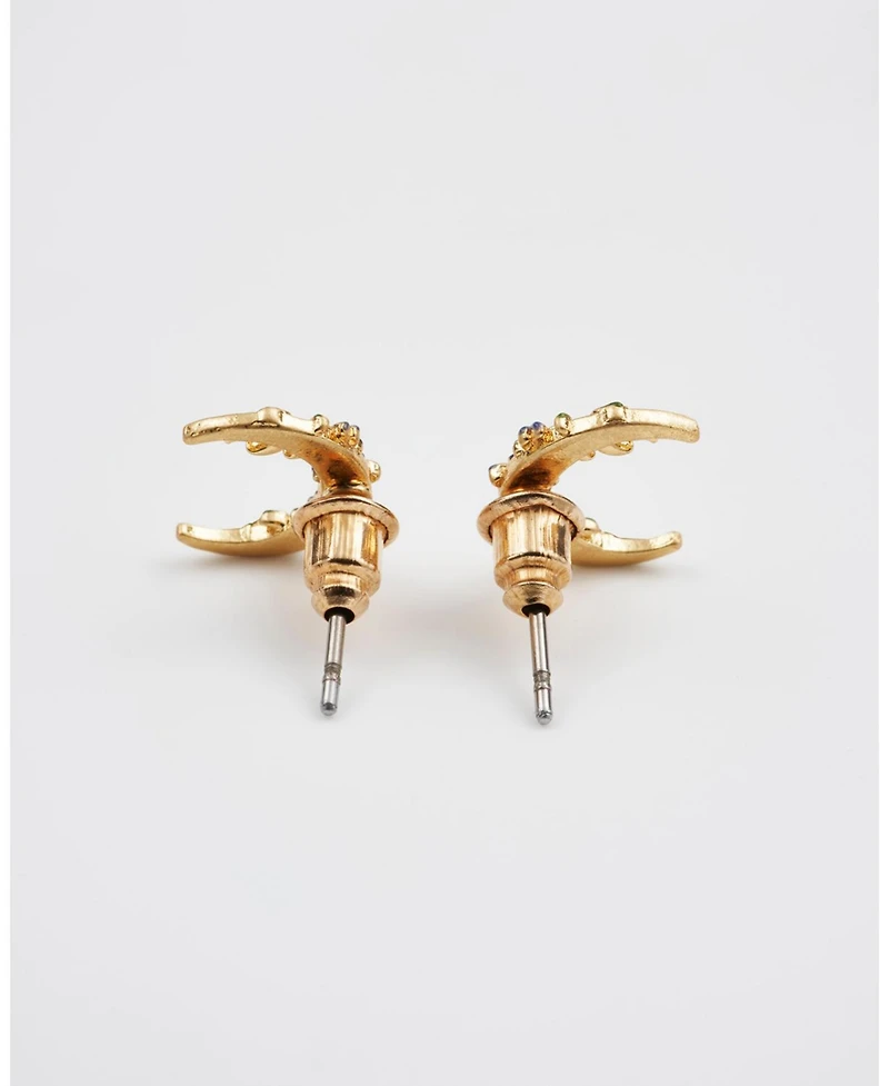 Fable England Nightshade Moon Gold Stud Earrings
