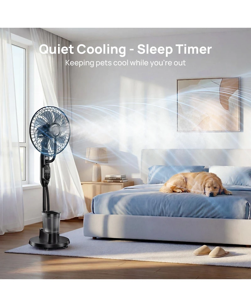Cowin Mist Fan for Bedroom Misting Fan Oscillating Standing Fan Quiet Floor Fan Pedestal Fan for Room 9 Speeds 3 modes 7H Timer