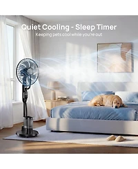 Cowin Mist Fan for Bedroom Misting Fan Oscillating Standing Fan Quiet Floor Fan Pedestal Fan for Room 9 Speeds 3 modes 7H Timer