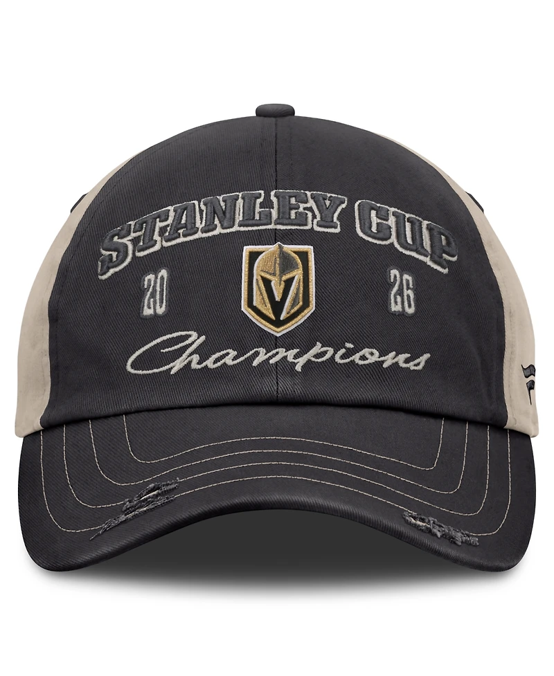 Fanatics Men's and Women's Black/Light Beige Vegas Golden Knights 2026 Nhl Stanley Cup Champions Unstructured Adjustable Hat