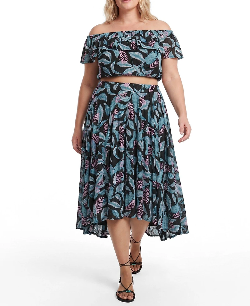 Torrid Plus Off-Shoulder Hi-Low Skirt Set