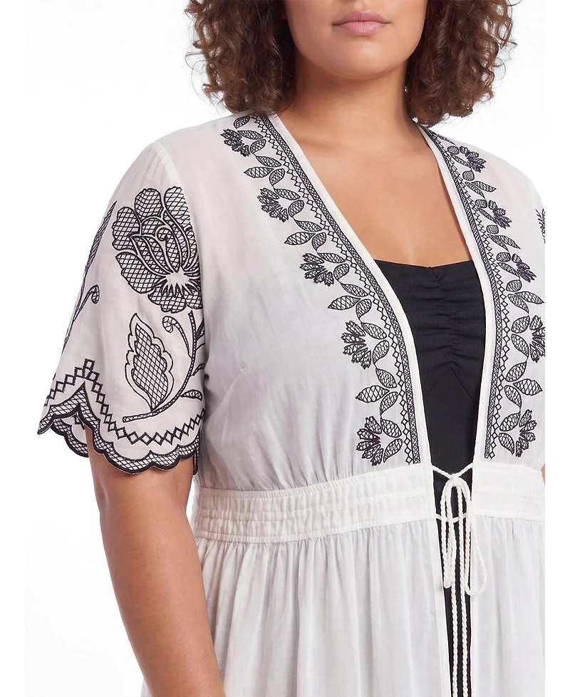 Torrid Plus Floral Embroidered Maxi Kimono