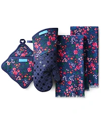 Draper James Field Flowers Kitchen Towel, Oven Mitt, and Pot Holder, 4-Pack