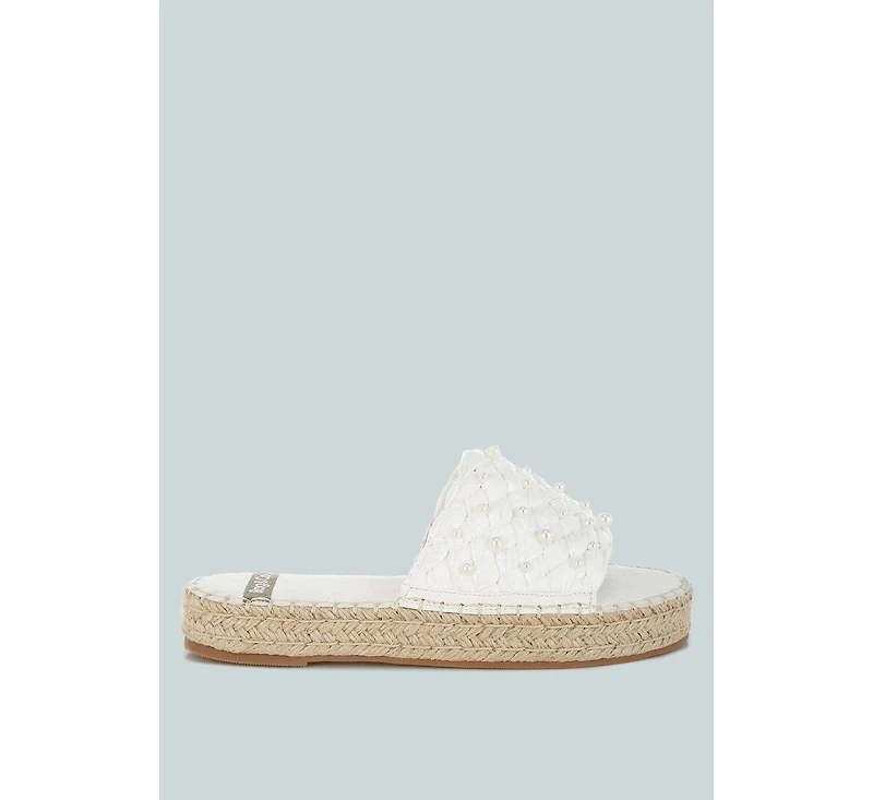Yakna Pearl Embellished Woven Flats