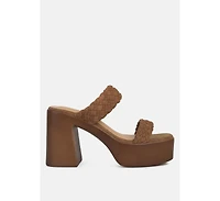 Misaki Womens Woven Suede Strap Platform Sandals