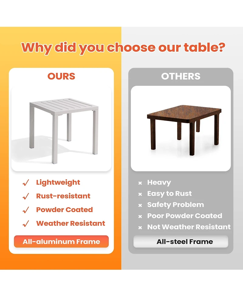 Pellebant Outdoor End Table Aluminum Square Patio Side