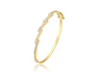 Rachel Glauber Modern 14K Gold Plated Cz Pave Zig Zag Geometric Bangle