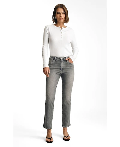Mavi Jeans Women's Kendra High Rise Straight Leg Grey Used Flex Blue