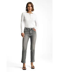 Mavi Jeans Women's Kendra High Rise Straight Leg Grey Used Flex Blue