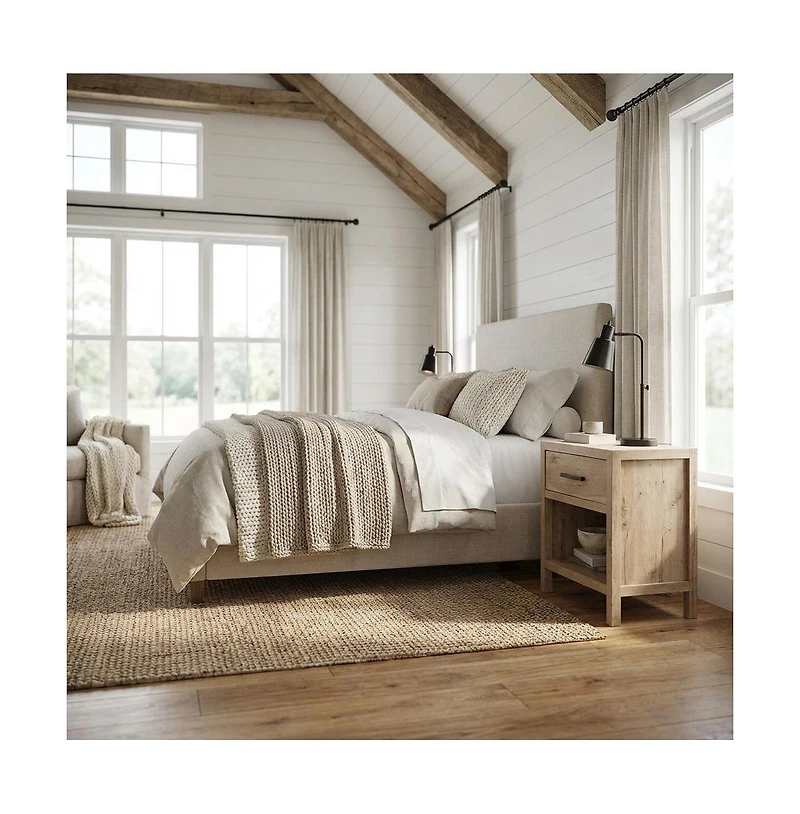 Starlight Canyon Home Oak Finish Nightstand with Coastal Cottage Style and Rectangle Design