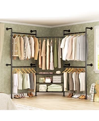 Aheaplus Industrial Pipe Clothing Rack Wall Mounted Closet System
