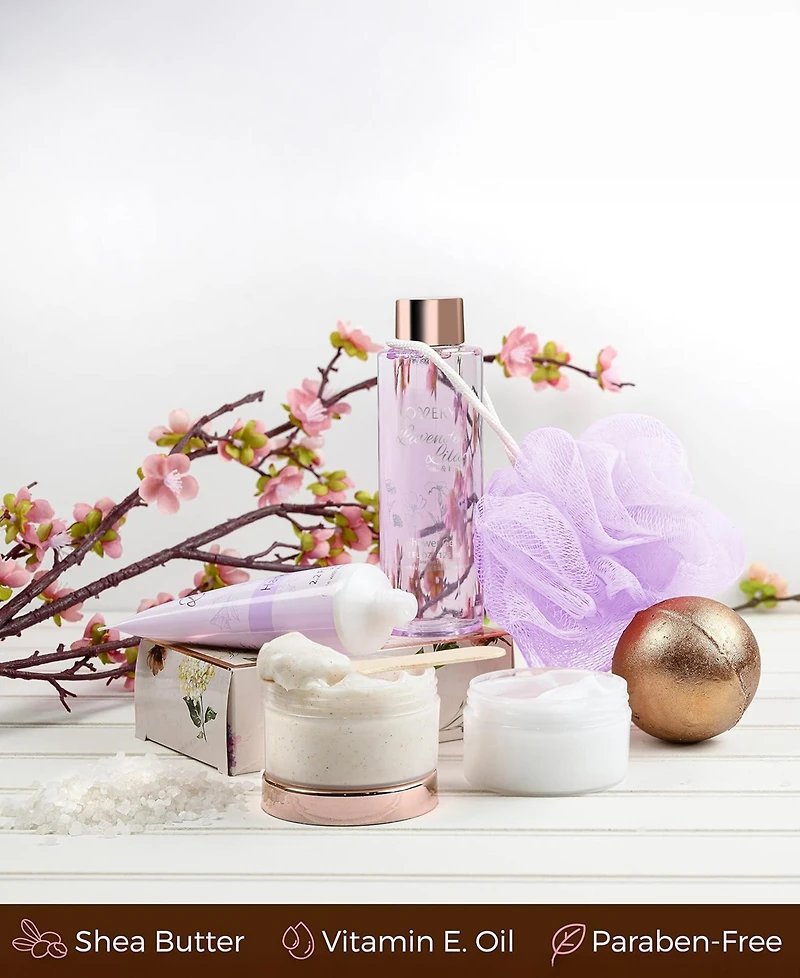 Lovery Lavender Lilac Home Spa Gift Set - 5 Pc Travel Care Kit