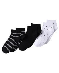 Lands' End Women's 3-Pack Cotton Stripe and Dot Quarter Socks
