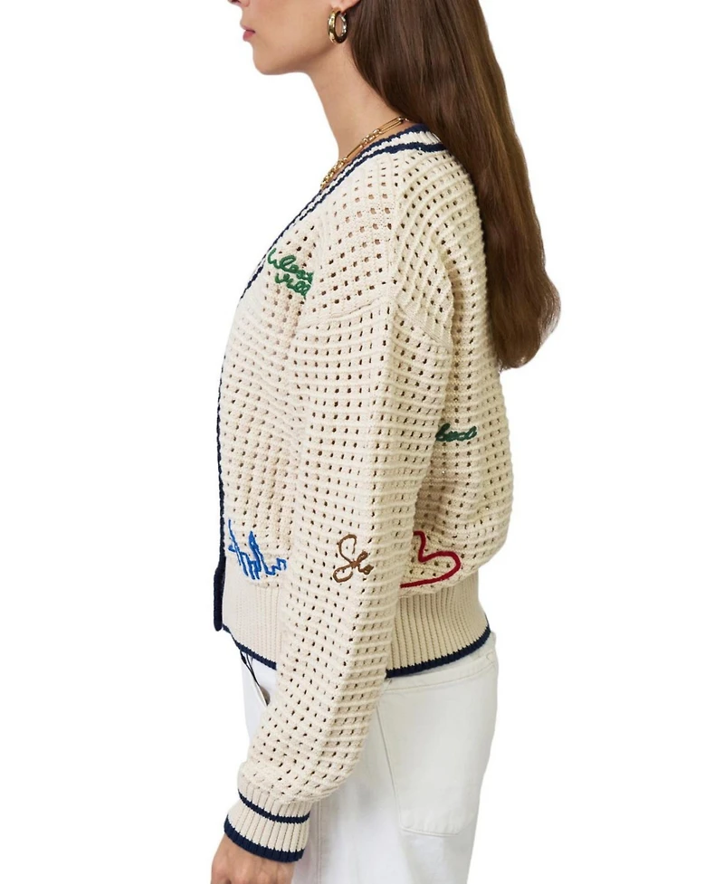 Central Park West Women's Chelsea Embroidered Cardigan Sweater