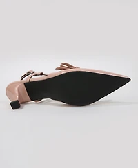 Berness Women's Cornelia Bow Accented Patent Slingback Heels