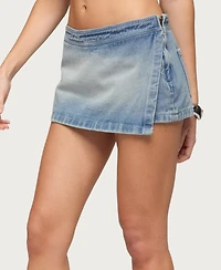 Edikted Women's Roswin Wrap Denim Mini Skort