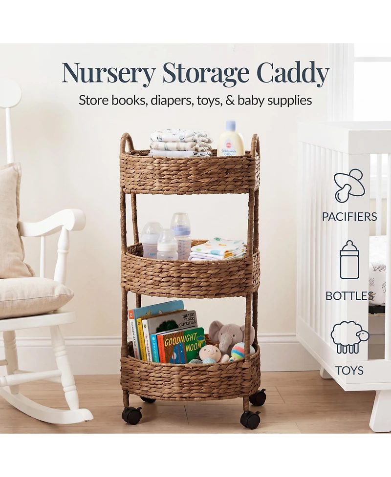 Best Choice Products 3-Tier Round Rolling Nursery Caddy w/Wheels, Utility Cart for Storage Organization