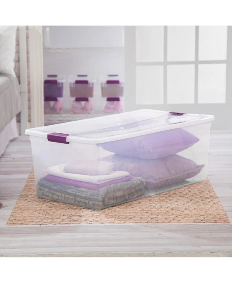 Sterilite 66 Quart Clear Plastic Latching Handle Storage Container Tote, 6 Pack