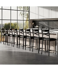 homfan Set of 8 Counter Height Dining Chairs, 26 Inch Upholstered Chairs with Thick Cushion and Backrest for Kitchen Island