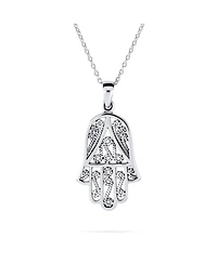 Bling Jewelry Yoga Amulet Fatima Hand Of God Hamsa Pendant Necklace Filigree .925 Sterling Silver