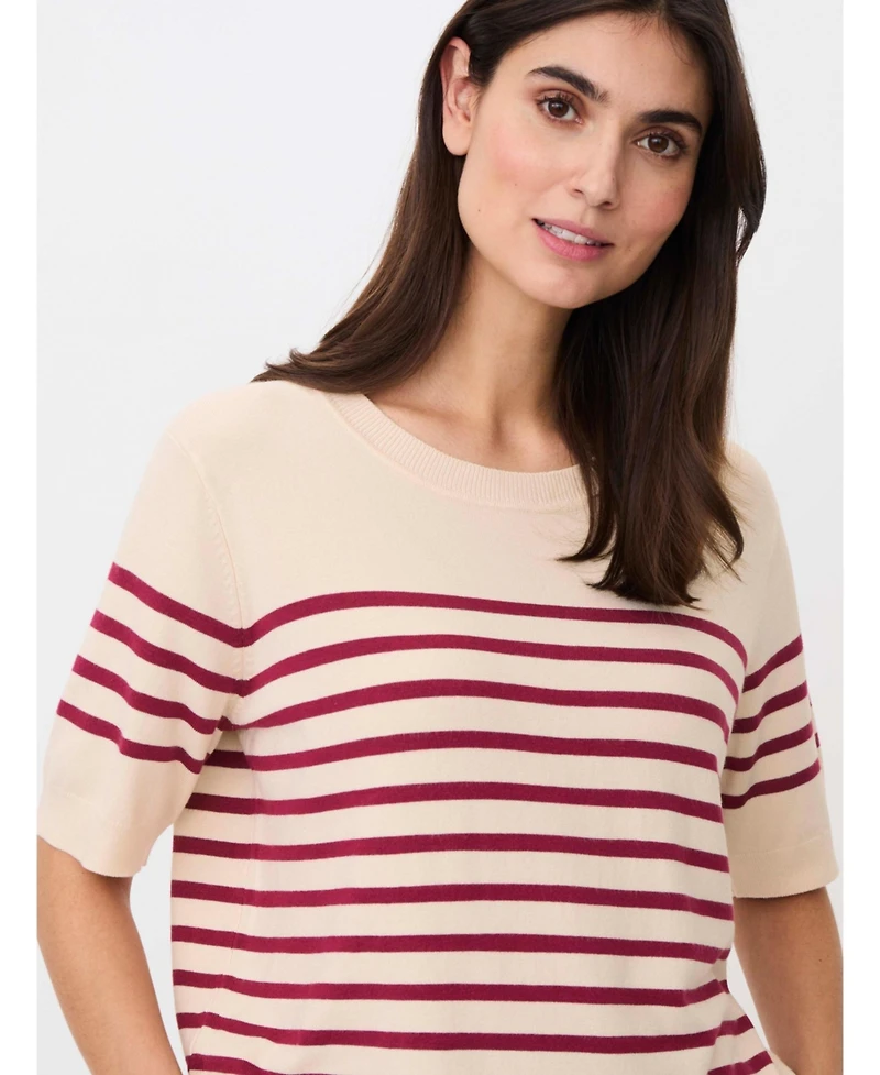 Masai Copenhagen Women's Maflorayne Striped Shot Sleeve Knit Top