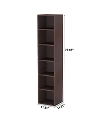 Slickblue Modern 6-Tier Corner Bookcase with Narrow Cube Shelves