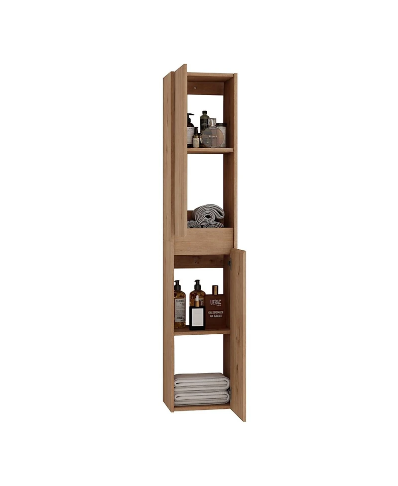 Sillysis 29.5 Inch Wall Mounted Modern Bathroom Vanity with Resin Sink, Soft Close Drawer, Two Tall Side Cabinets for Ample Storage