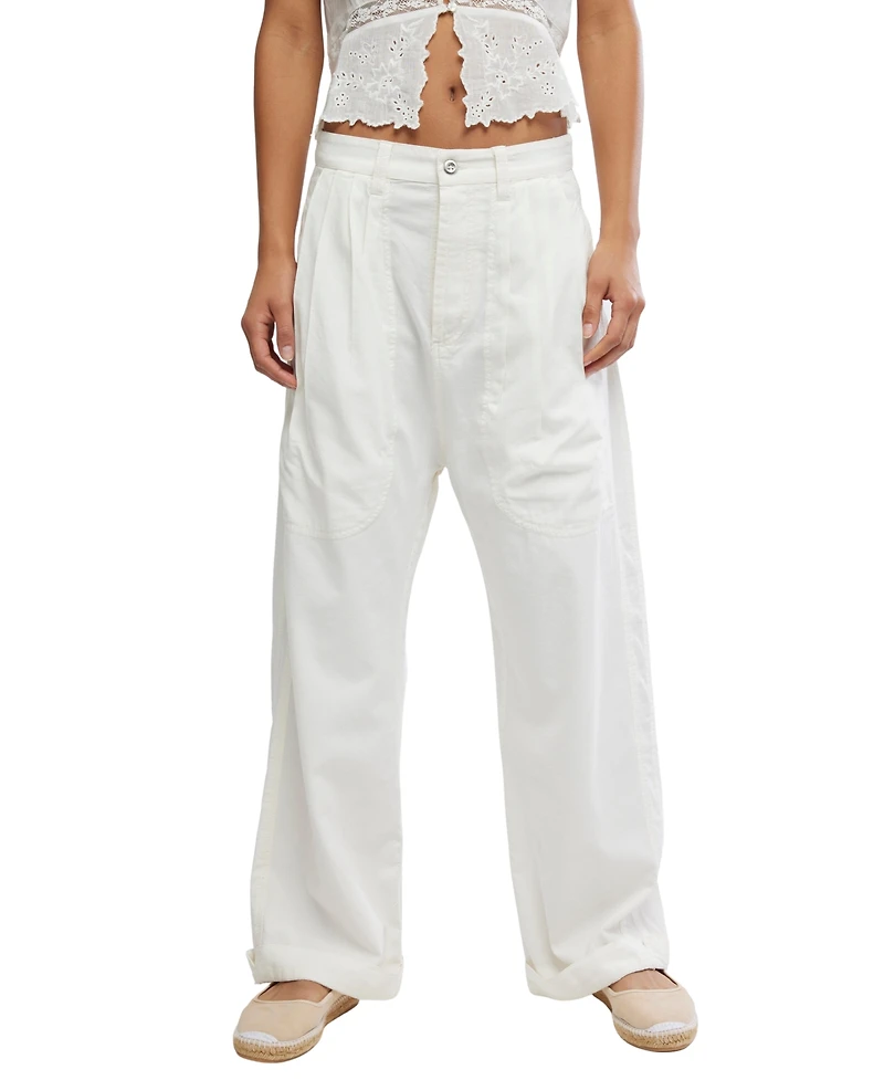 Free People Women's Clover Mid-Rise Dropped Trouser Pants