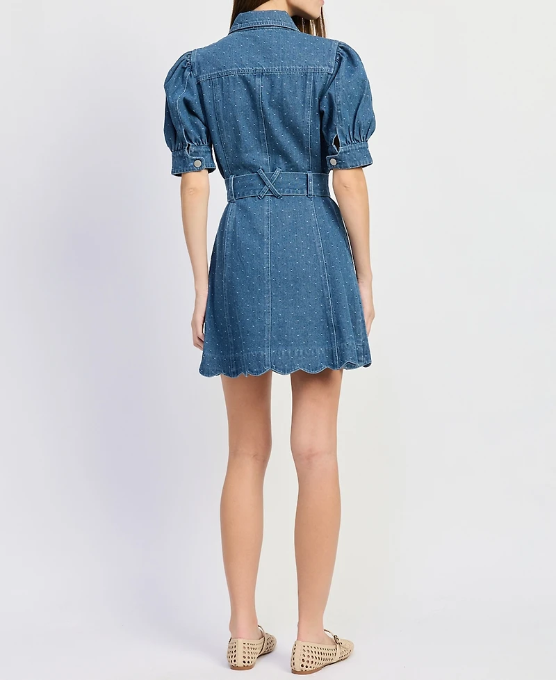 En Saison Women's Heidi Collared Denim Mini Dress