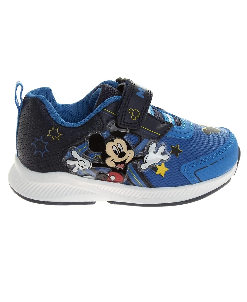 Disney Little Boys Mickey Mouse Light Up Sneakers Flashing Lights Play Ready Comfort Fit Easy On/Off (Toddler 5-10/ 11-12)