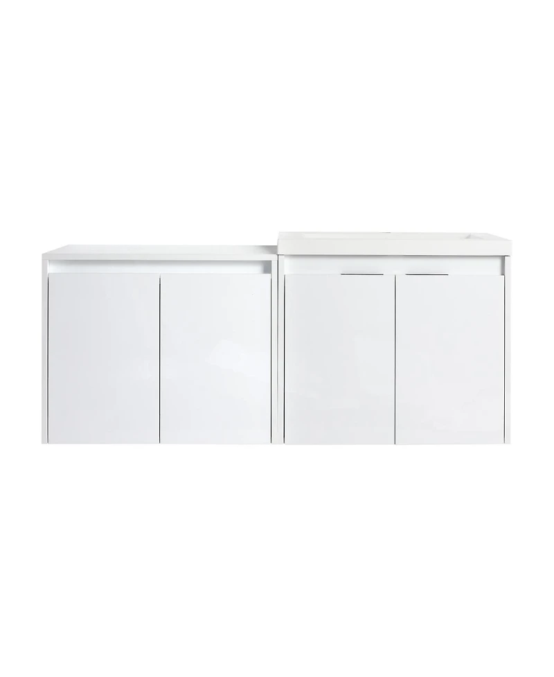 Sillysis 47 Inch Wall Mounted Bathroom Vanity with Resin Sink, Soft Close Doors, Water-Resistant Cabinet, Large Wall Storage