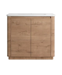 Sillysis Freestanding Bathroom Vanity with Ceramic Sink, Modern Plywood Cabinet, Soft Close Doors