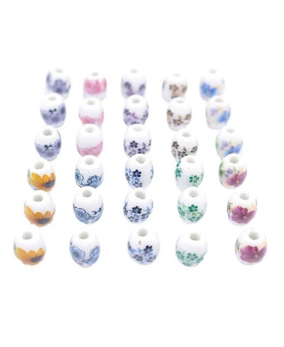 Sevorley 50Piece Set Ceramic Drum-Shaped Loose Beads for Diy Jewelry