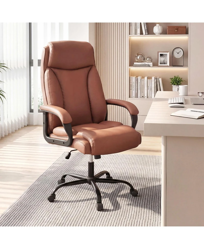 Slickblue Heavy Duty Leather Computer Chair with Executive Back Support