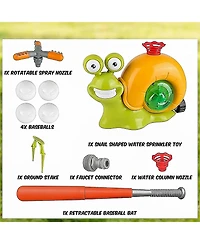 Sevorley 2-in-1 Snail Water Sprinkler Baseball Toy with Rotating Spray for Kids