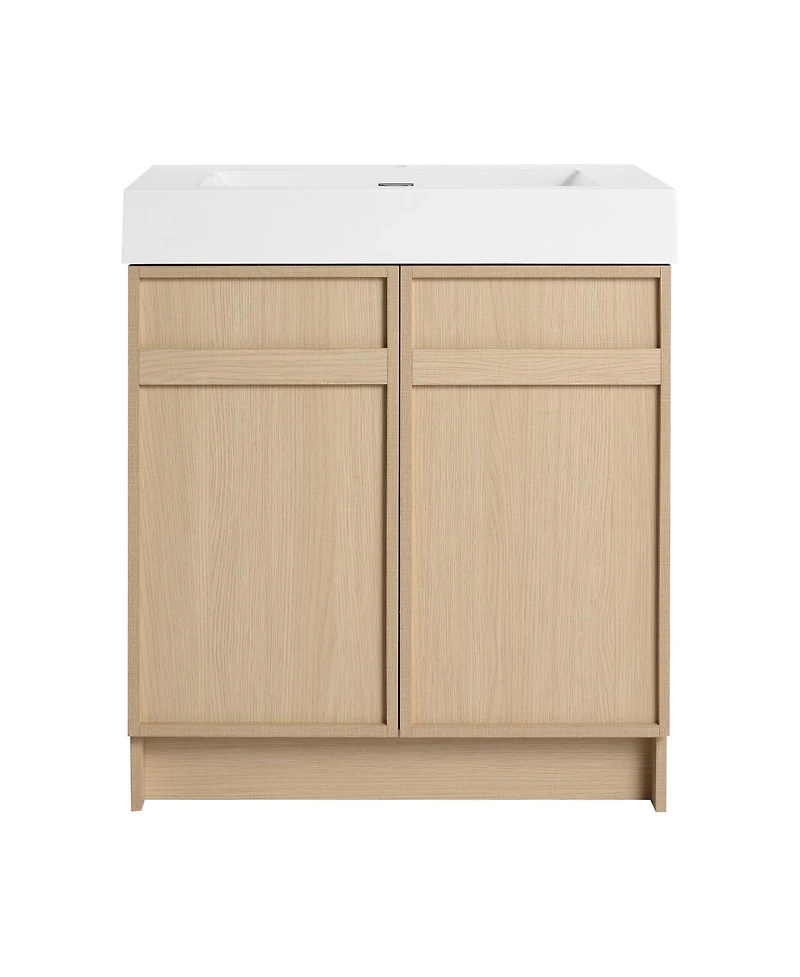 Sillysis 30 Inch Bathroom Vanity with Resin Sink, Soft Close Doors, Adjustable Shelf, Ample Storage for Modern Bathrooms
