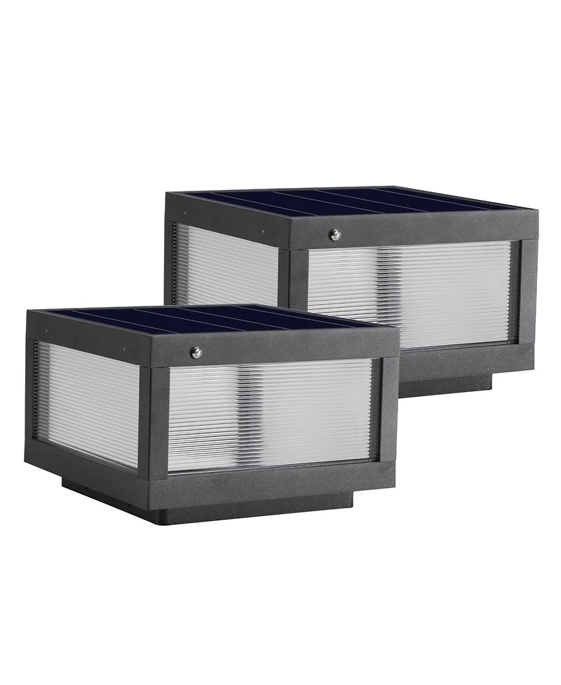 Midola 12" Solar Powered Led Post Cap Light, Modern Outdoor Led Fence Light for Pathways, Decks, and Patios (2-Pack)