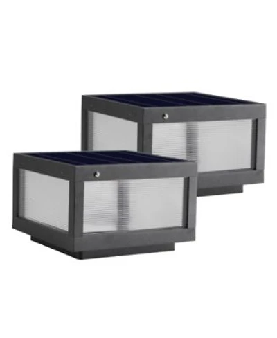 Midola 12 Solar Powered Led Post Cap Light Modern Outdoor Led Fence Light For Pathways Decks Patios 2 Pack