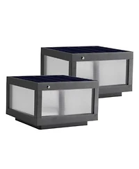 Midola 12 Solar Powered Led Post Cap Light Modern Outdoor Led Fence Light For Pathways Decks Patios 2 Pack