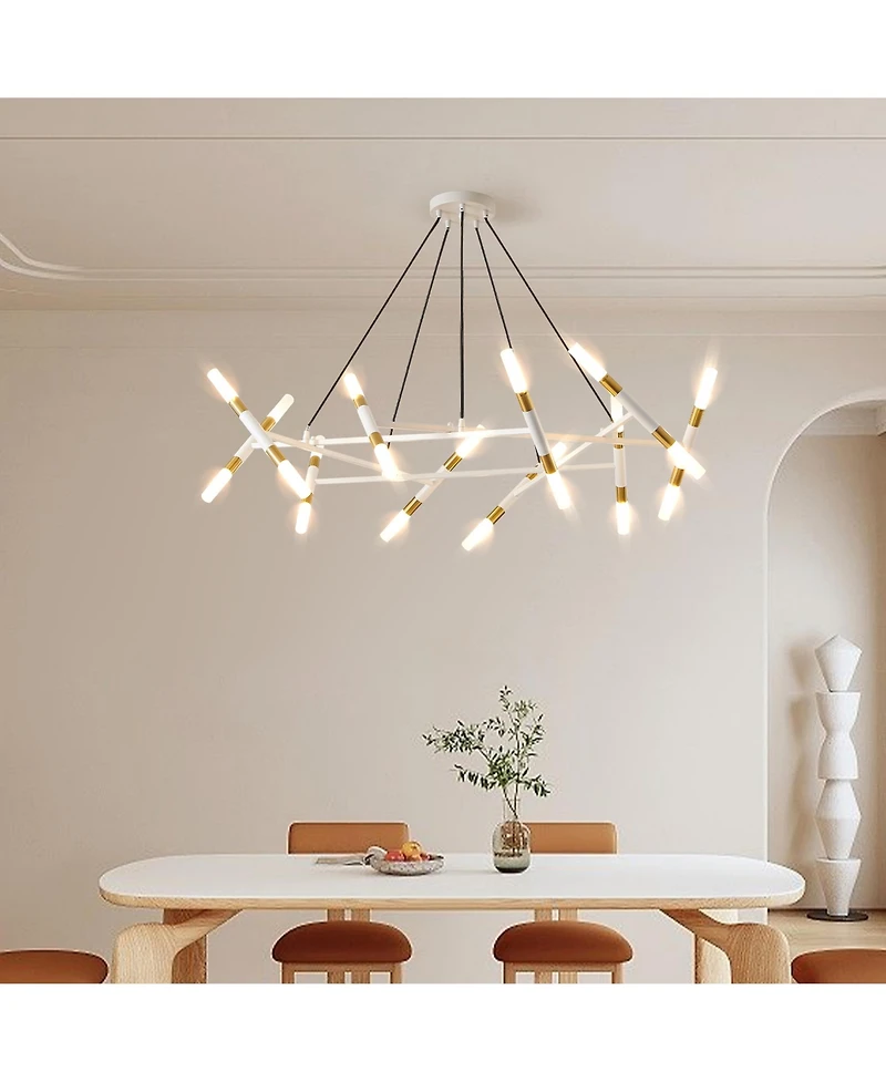 Midola 41" Modern Chandelier Light Fixture, Branch Design with Frosted Tubes, Cords, Adjustable Height Pendant Light
