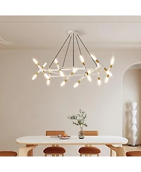 Midola 41" Modern Chandelier Light Fixture, Branch Design with Frosted Tubes, Cords, Adjustable Height Pendant Light