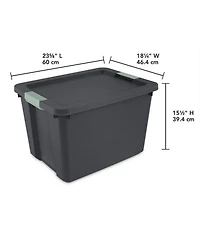 Sterilite 6 Pack 20 Gallon Latch Tote, Stackable Plastic Storage Bin Container