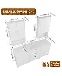 Sillysis 71 Inch Freestanding Bathroom Vanity with Resin Sink, Modern Storage Cabinets, Wall Cabinets, Soft Close Drawers