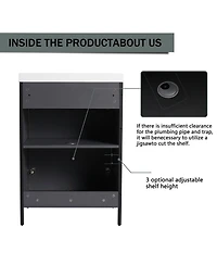 Sillysis Modern Freestanding Bathroom Vanity with Resin Sink, Soft Close Door, Adjustable Shelf, Plywood Cabinet
